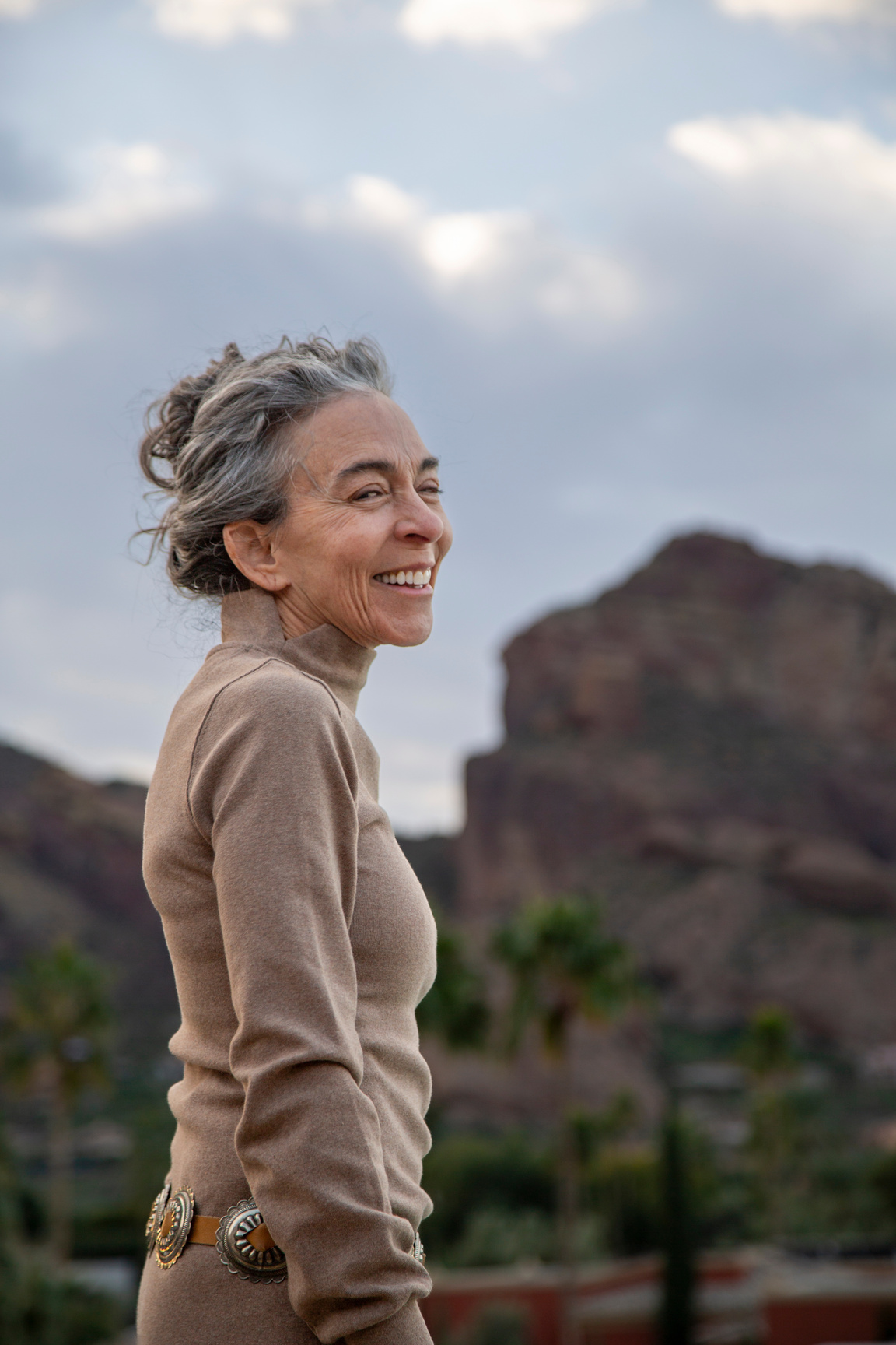 Sylvia Sepielli smiling in the desert